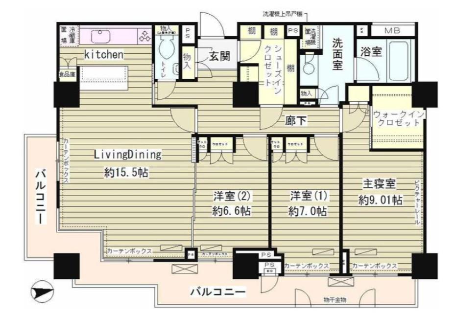 パークアヴェニュー神南(3LDK/10階)の間取り写真