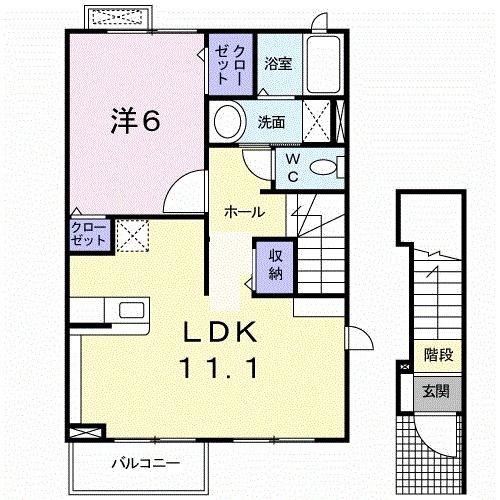 フェアリー・ミュー(1LDK/2階)の間取り写真