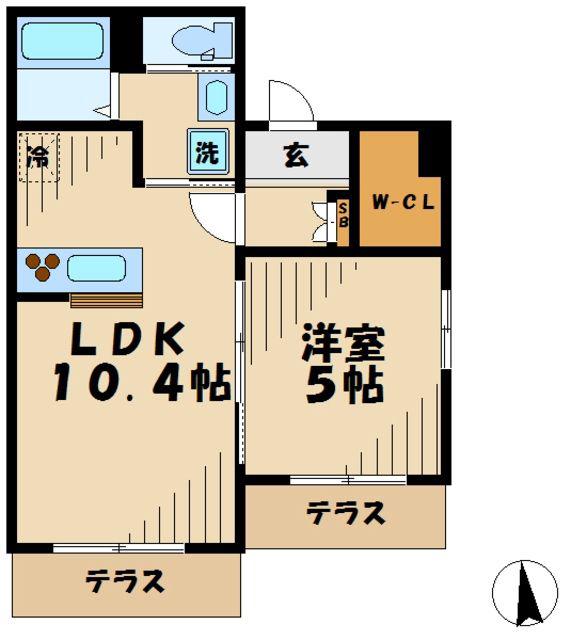 メゾンカズール(1LDK/1階)の間取り写真