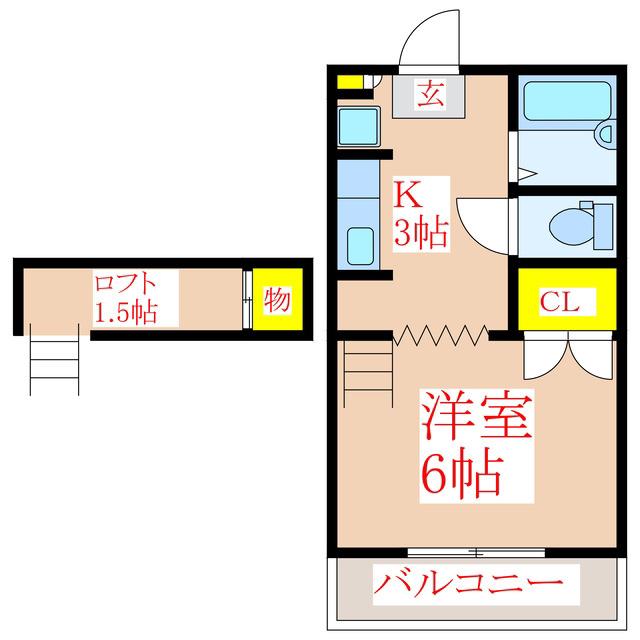 サンライフ国分III(ワンルーム/1階)の間取り写真