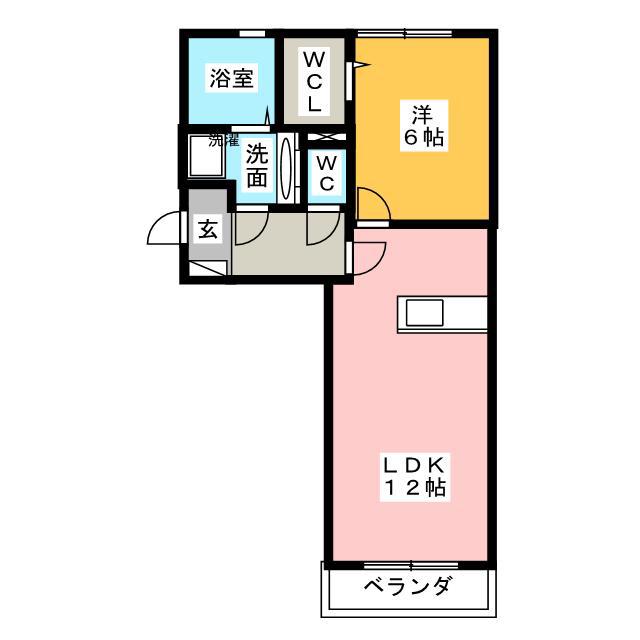ブリーゼ B棟(1LDK/2階)の間取り写真