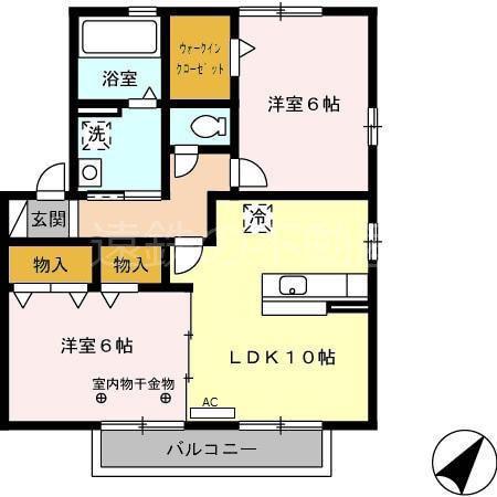 リビングタウンヴェルード(2LDK/2階)の間取り写真