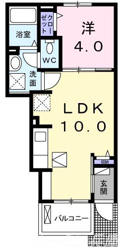 ラグランヴィータ小野2(1LDK/1階)の間取り写真