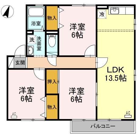 セジュール久山台(3LDK/2階)の間取り写真