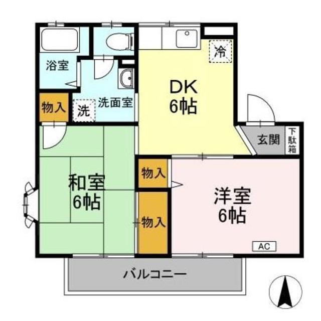 グレース宮前 A棟(2DK/1階)の間取り写真