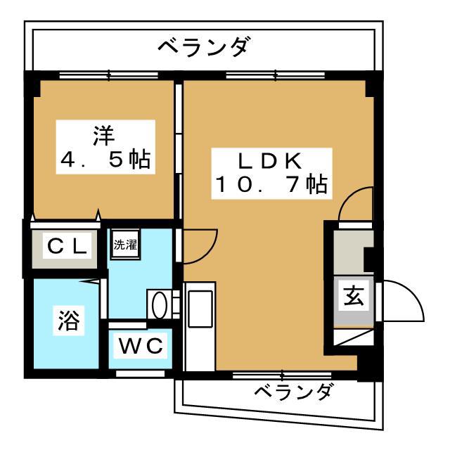 アサヒハイツ(1LDK/2階)の間取り写真