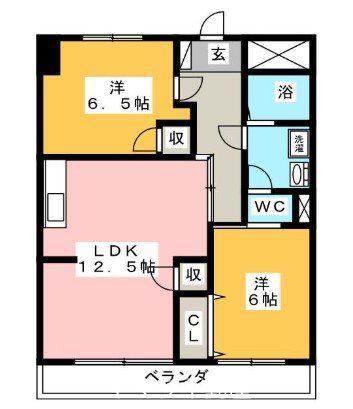寺澤ハイツ(2LDK/5階)の間取り写真