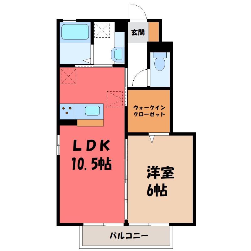グリーングラス(1LDK/1階)の間取り写真