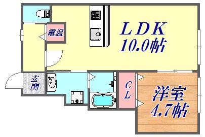 プロヴァンス壱番館(1LDK/1階)の間取り写真
