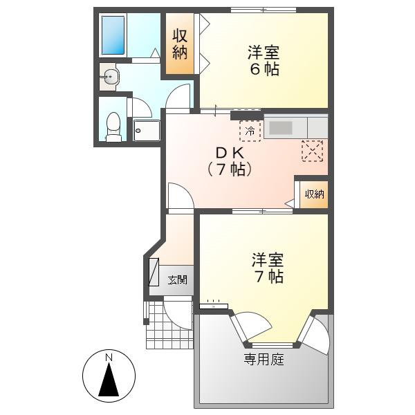 サンフォレスタ21(2DK/1階)の間取り写真