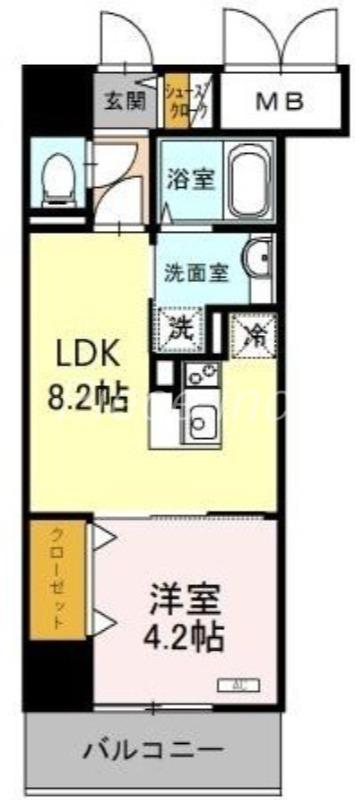 ザカーム(1LDK/2階)の間取り写真