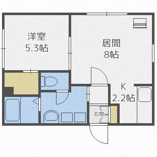 グランメール平岸4・5(1LDK/2階)の間取り写真