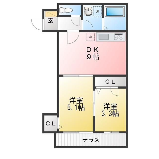 田奈町TT 併用工事(2DK/1階)の間取り写真