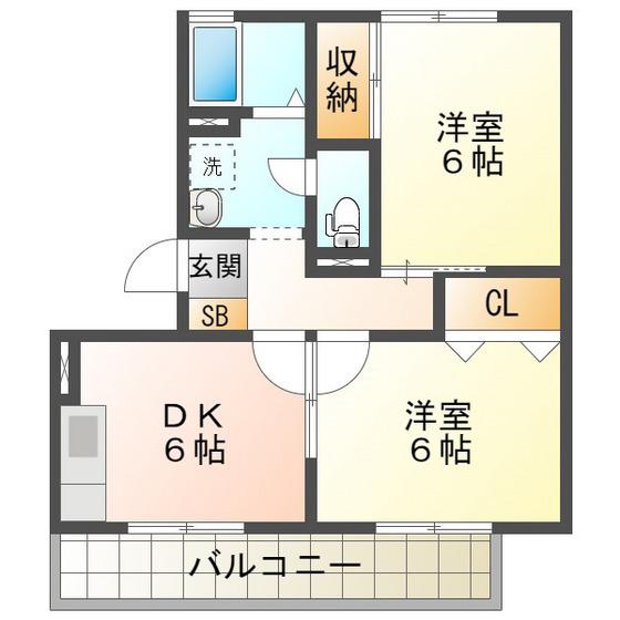 GREENLEAVESTANAKA(2DK/3階)の間取り写真