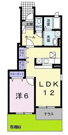 ベリー千浜I(1LDK/1階)の間取り写真