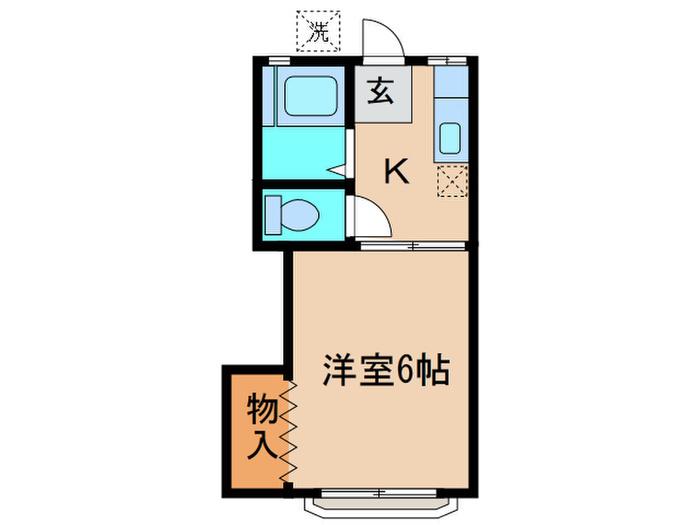 U ハイツ(1K/1階)の間取り写真