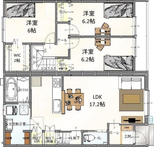 フォレストヒルズ2(3LDK/1階)の間取り写真