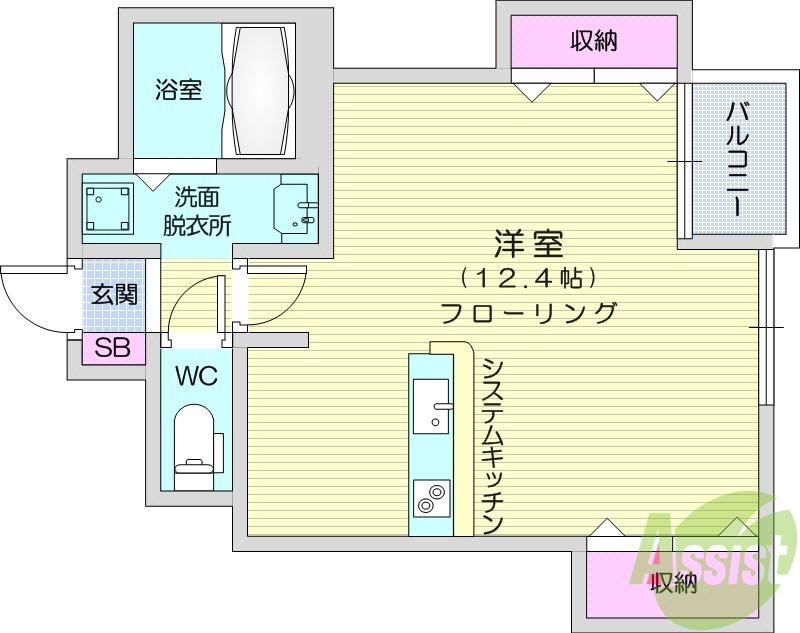 TASSO長町南(ワンルーム/2階)の間取り写真