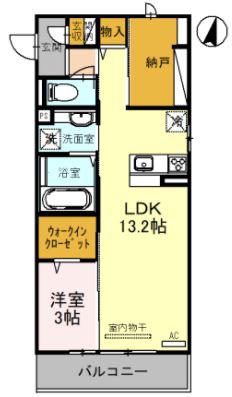 ラ・グリシーヌ(1LDK/3階)の間取り写真