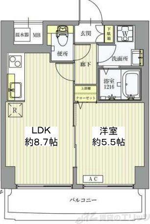 サンレムート新大阪イースト(1LDK/9階)の間取り写真