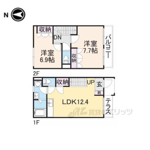 ハイブランチⅡ番館(2LDK/1階)の間取り写真