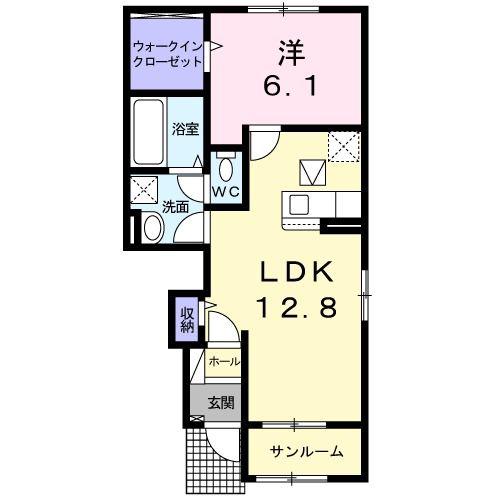 セレーネ(1LDK/1階)の間取り写真
