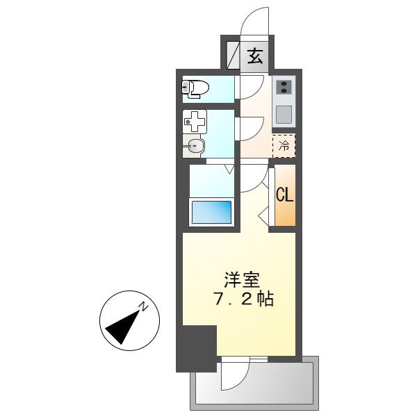 S-RESIDENCE名古屋菊井ALINE(1K/2階)の間取り写真