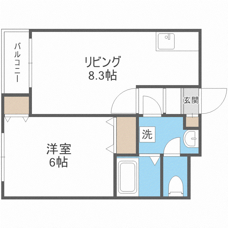 202松井ビル(1DK/2階)の間取り写真