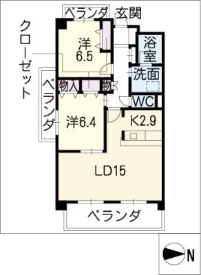 RIVER SIDE(2LDK/3階)の間取り写真