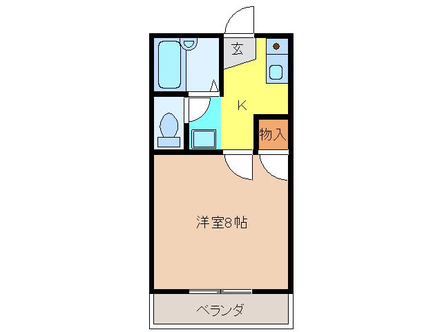 イースト COURT 大山寺(1K/2階)の間取り写真