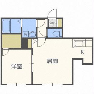 JR函館本線 発寒中央駅 徒歩9分 3階建 築10年(1LDK/2階)の間取り写真