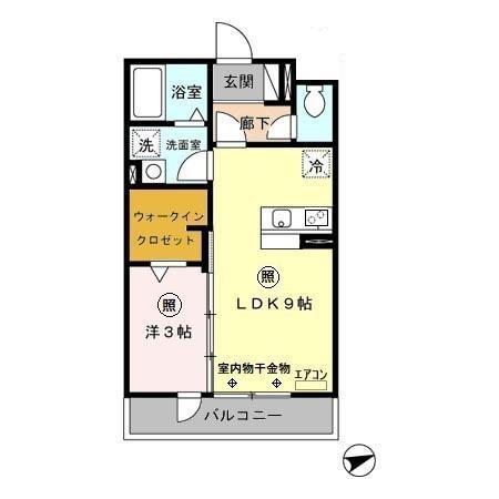 トレビナ中浦和(1LDK/3階)の間取り写真
