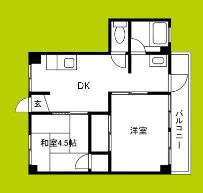 ユートーマンション(2DK/2階)の間取り写真