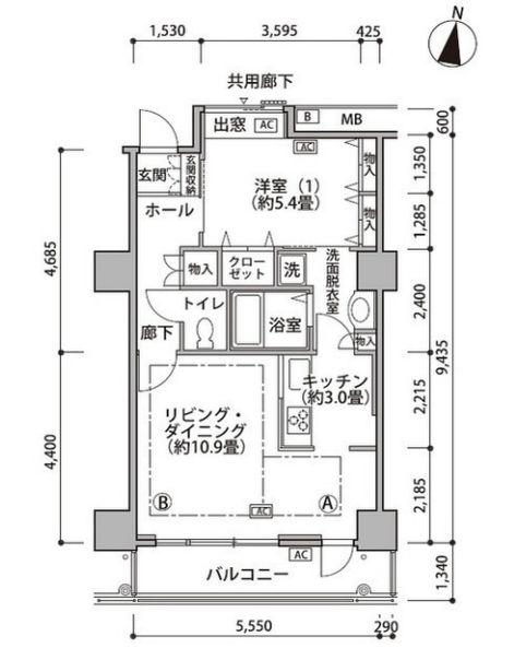 東雲キャナルコートCODAN18号棟(1LDK/5階)の間取り写真
