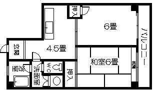 YSビルI(1LDK/4階)の間取り写真
