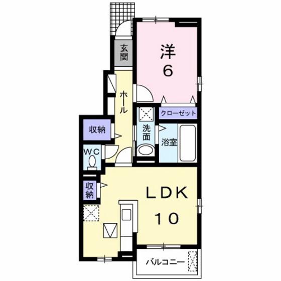 リバーサイドきずなA(1LDK/1階)の間取り写真