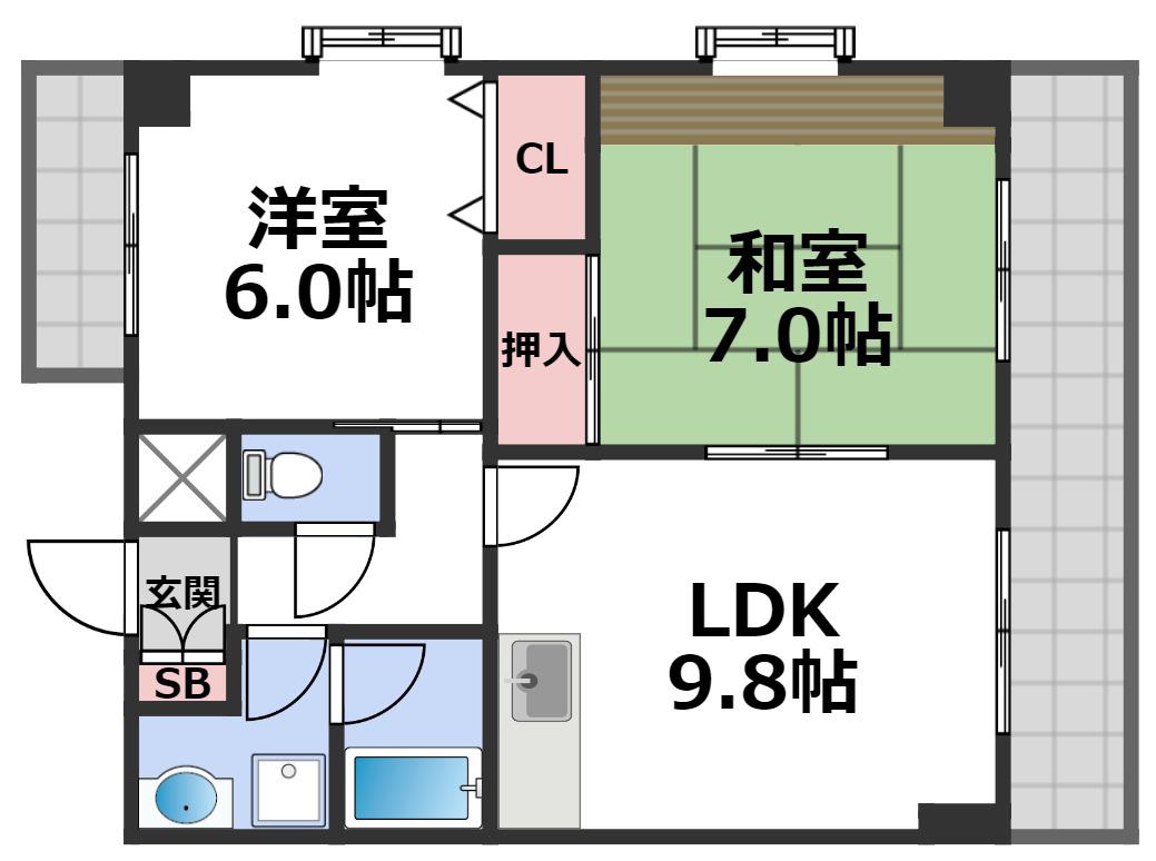 リーベンブリーズ(2LDK/2階)の間取り写真