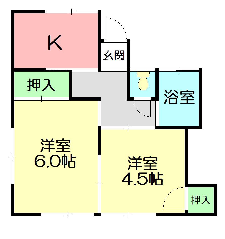 アーバン辰己(2DK/2階)の間取り写真