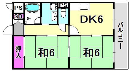 メゾン富松(2DK/2階)の間取り写真