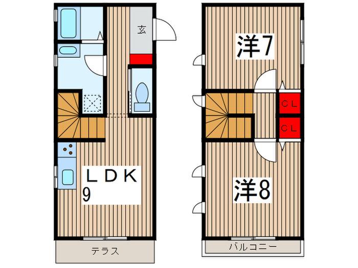 ローズガーディンS(2LDK/1階)の間取り写真