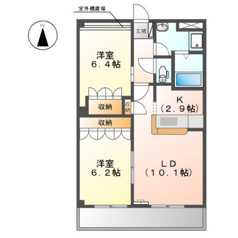 サウスビュー(2LDK/3階)の間取り写真