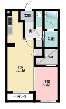BELL TREE初生(1LDK/2階)の間取り写真