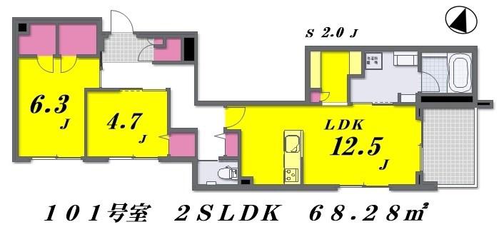MAISON DE FRANCメゾン ド フラン(2SLDK/1階)の間取り写真