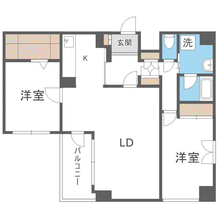 ラフォーレ札幌(2LDK/4階)の間取り写真
