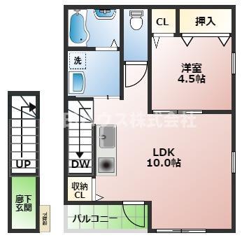 LA.ROOM(1LDK/2階)の間取り写真