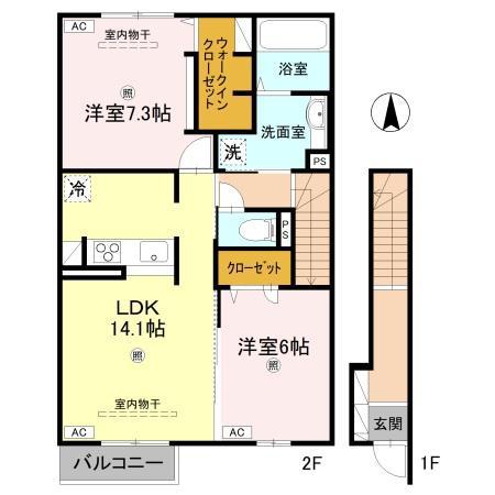 LAMURE(2LDK/2階)の間取り写真