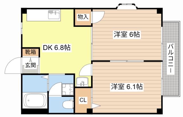 コリーヌI番館(2DK/1階)の間取り写真