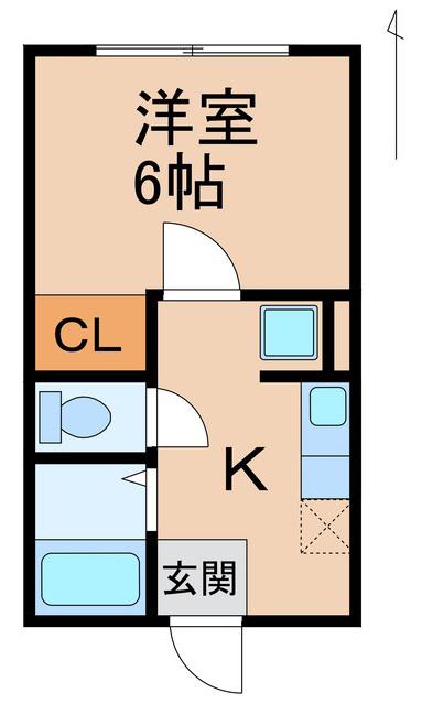 エクストリーム新在家(1K/2階)の間取り写真