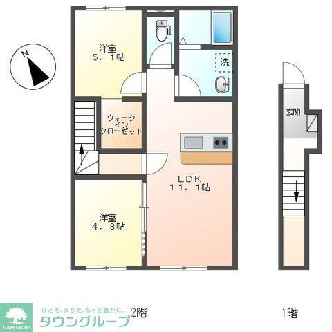 ブルーカーム(2LDK/2階)の間取り写真