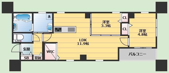 VEINZ SUITA(2LDK/6階)の間取り写真